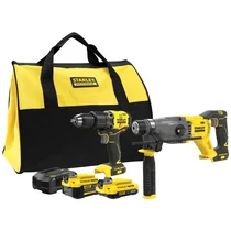 Stanley V20 kefe-nélküli fúrókalapács + ütvefúró-csavarozó készlet Stanley V20 kefe-nélküli fúrókalapács + ütvefúró-csavarozó készlet