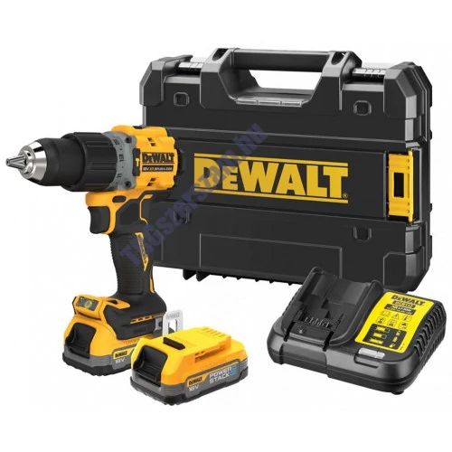 DeWalt fúrócsavarozó POWERSTACK 1,7 Ah 2db,  töltővel kofferben