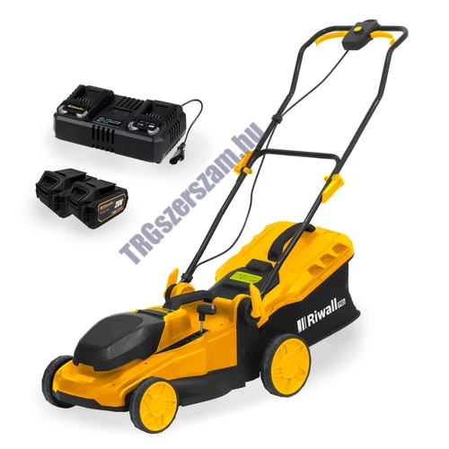 Riwall RALM 4020i SET - akkus fűnyíró 2 x 20 V + 2x 4 Ah akkumulátor + dupla gyorstöltő 4,5 A