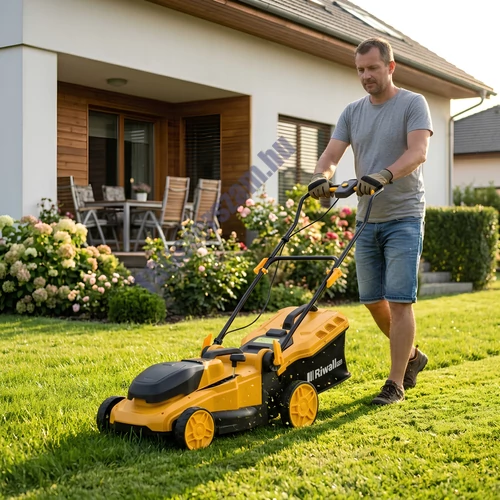  Riwall RALM 4020i SET - akkus fűnyíró 2 x 20 V + 2x 4 Ah akkumulátor + dupla gyorstöltő 4,5 A
