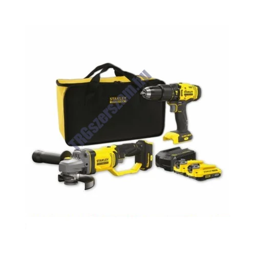 Stanley FatMax V20 Ütvefúró + sarokcsiszoló készlet szövettáskában (SFMCK471D2S)
