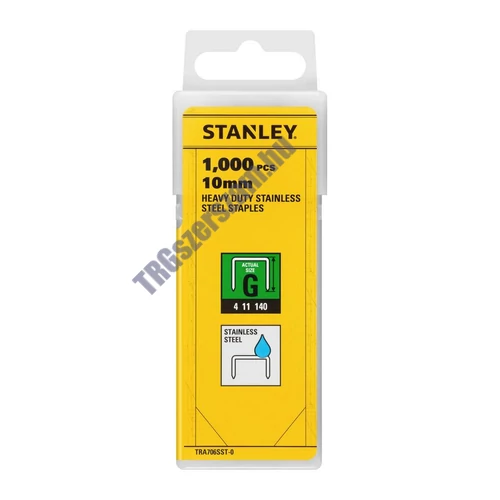 Stanley 10 mm-es &quot;&quot;G&quot;&quot;nehézüzemű rozsdamentes acél kapcsok