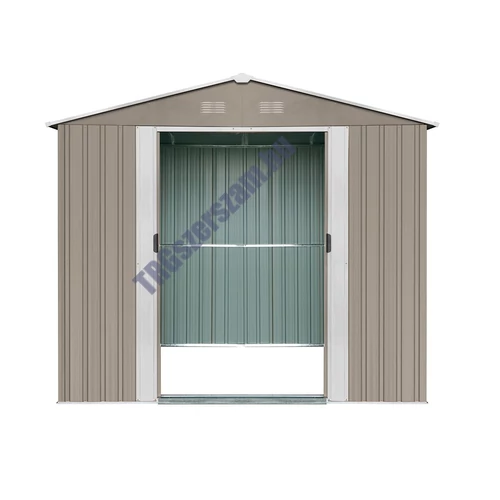 Riwall RMSA 6x8 Brown - fém kerti tároló 2,4 x 1,7 m nyeregtetővel (barna)