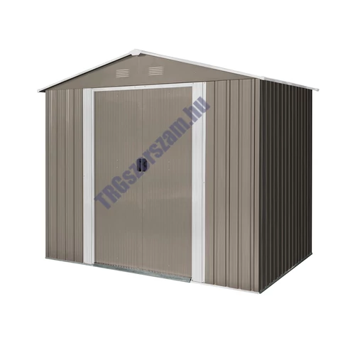 Riwall RMSA 6x8 Brown - fém kerti tároló 2,4 x 1,7 m nyeregtetővel (barna)