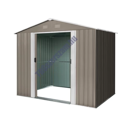 Riwall RMSA 6x8 Brown - fém kerti tároló 2,4 x 1,7 m nyeregtetővel (barna)