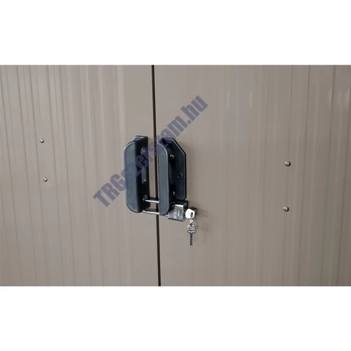 Riwall RMSA 8x10 brown - fém kerti tároló 3 x 2,4 m nyeregtetővel (barna)