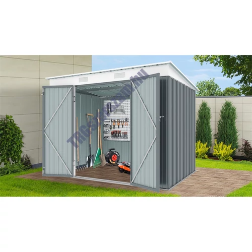 Riwall RMSP 6x8 antracit - fém kerti tároló 2,4 x 1,8 m lapostetővel (antracit)