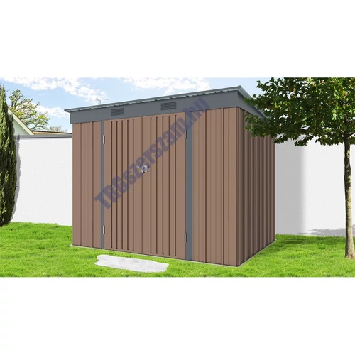 RiWall RMSP 6x8 brown - fém kerti tároló 2,4 x 1,8 m lapostetővel (barna)