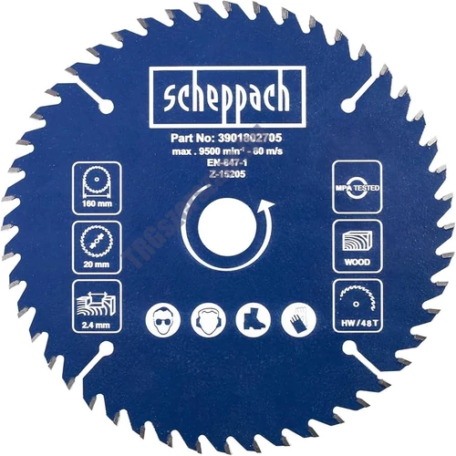  Scheppach fűrészlap TCT (160 x 20 x 2,4 mm, 48 fogú) DIVAR 55 / PL 55 -höz