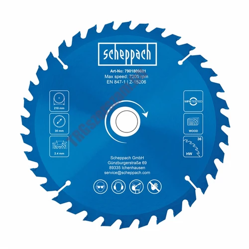 Scheppach TCT fűrészlap (210 x 30 x 2,4 mm, 36 fogú) - PL 75 / HS 81 S / HS 80 / HM 210 L-hez