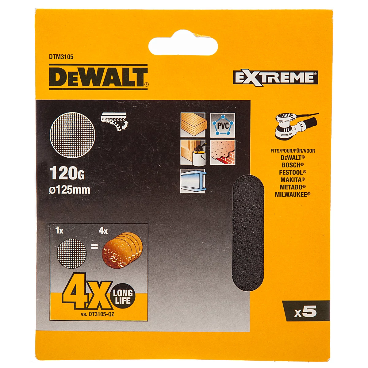 Dewalt Excentercsiszolólap 125mm/120G DTM3105