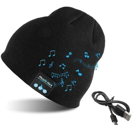 Divatos egyedi téli kötött sapka vezeték nélküli Bluetooth fejhallgatóval, fekete